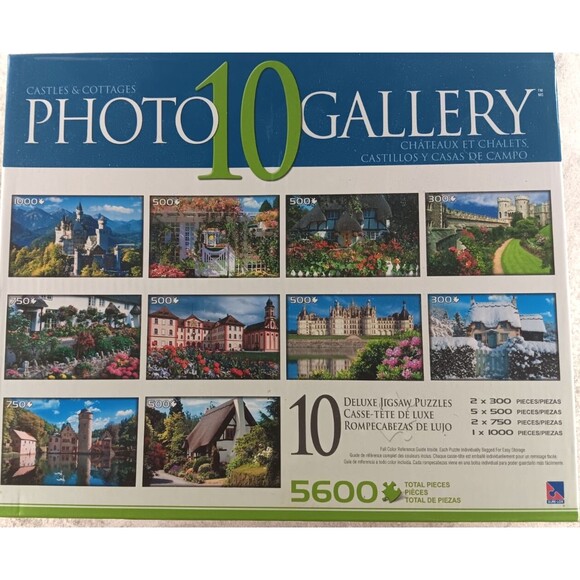 Sure-Lox Photo Gallery 10 Deluxe Jigsaw Puzzles 5600 Pieces Chateaux Chalets - Picture 1 of 3
